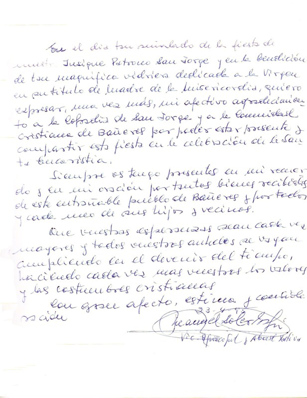 temps. Sr. Manuel Soler Espí, Vicaire Abad et épiscopal de Xativa (23-04-1995)