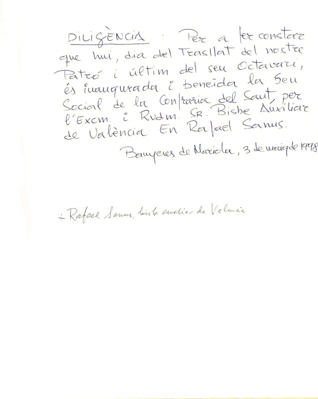 Hon. Sr. Rafael Abad dans Sanus, Évêque auxiliaire de Valence (03-05-1998)